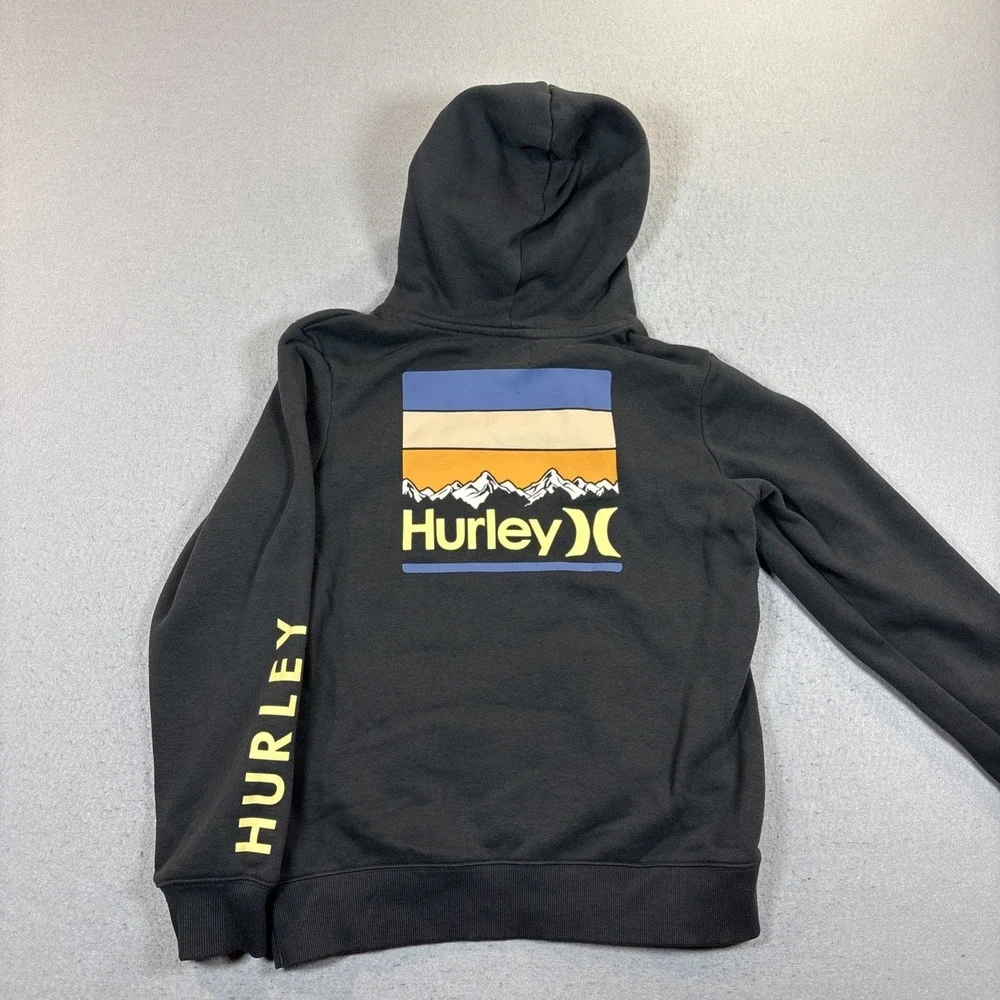 Hurley Hoodie Boys Youth XL Long Sleeve Pullover Black Hoodie Casual Skater Logo